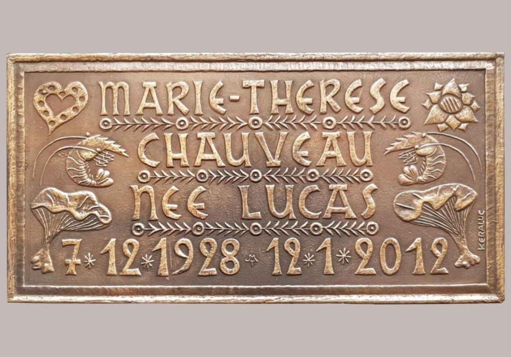 Plaque funéraire personnalisée en bronze 40 cm X 20 cm