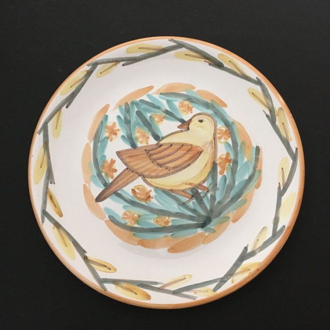 Assiette 25 cm diamètre faïence décor main "Petit matin" 