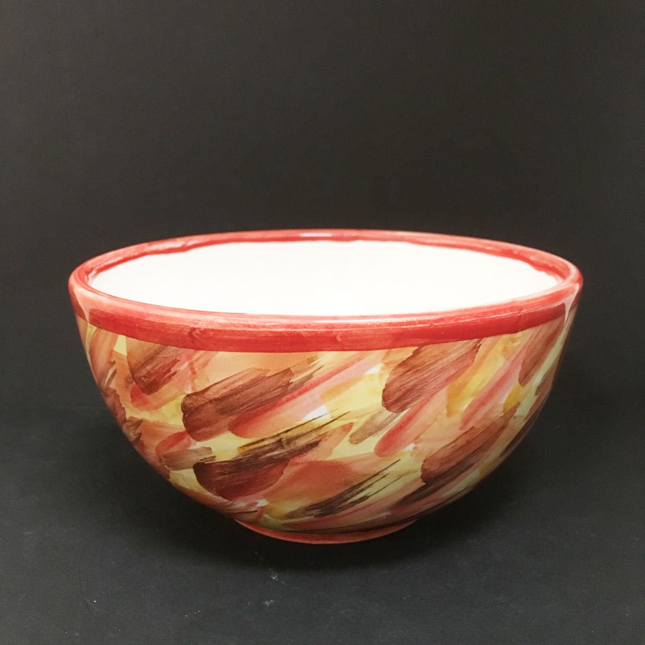 Bol 15 cm diamètre faïence bretonne décor main Frankiz (Liberté en breton), tons rouge jaunes. 