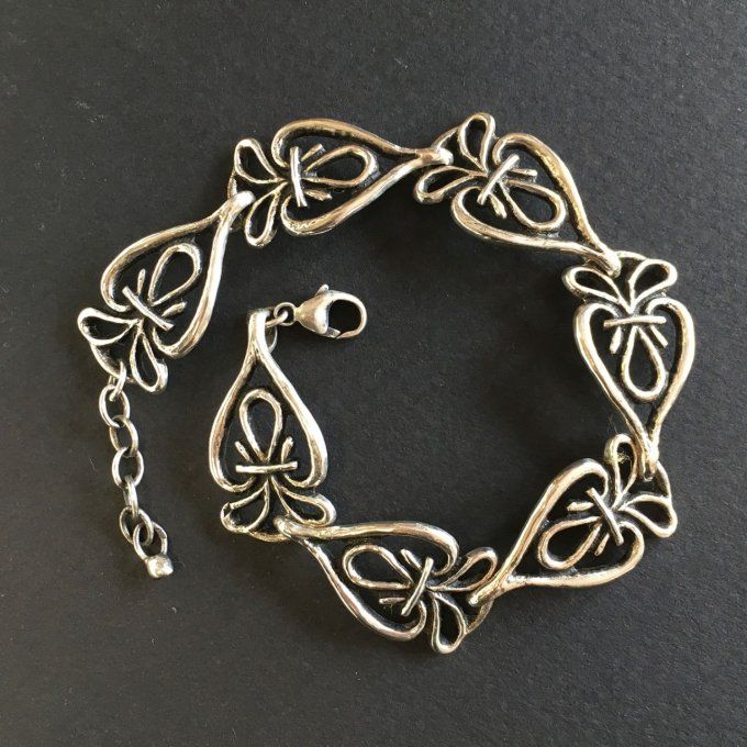 Bracelet articulé argent massif 925/1000 Marie Toulhoat pour Toulhoat "Houarnerezh"