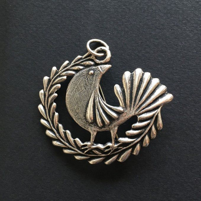 Broche-pendentif mixte argent 925/1000 réf. 06823P, "Ramage" (oiseau). Bijoux Toulhoat (Marie).