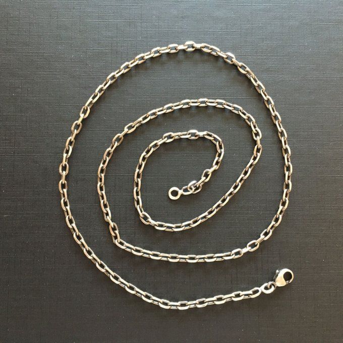 Chaîne argent massif 925/1000 n°3 50 cm (fermoir mousqueton). Réf. 61350.