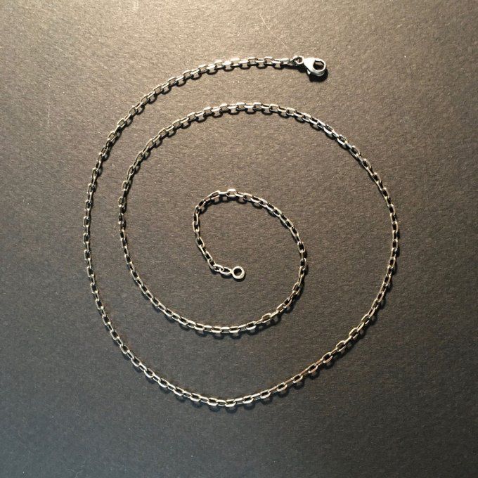 Chaîne argent massif 925/1000 n°1 50 cm (fermoir mousqueton). Réf. 61150.