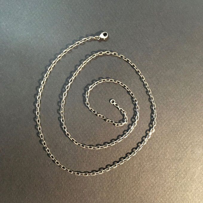 Chaîne argent massif 925/1000 n°2 55 cm (fermoir mousqueton). Réf. 61255.
