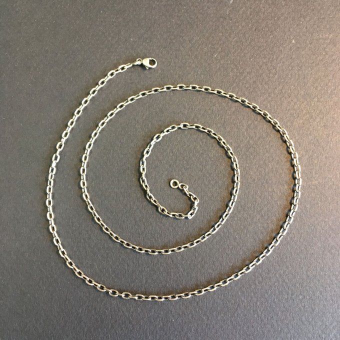 Chaîne argent massif 925/1000 n°3 60 cm (fermoir mousqueton). Réf. 61360.