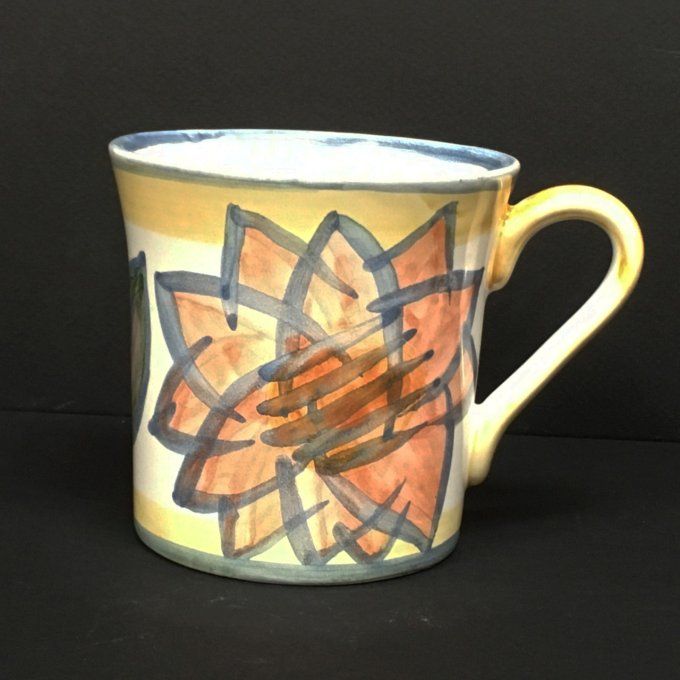 Mug faïence bretonne décor main camélias Bretagne