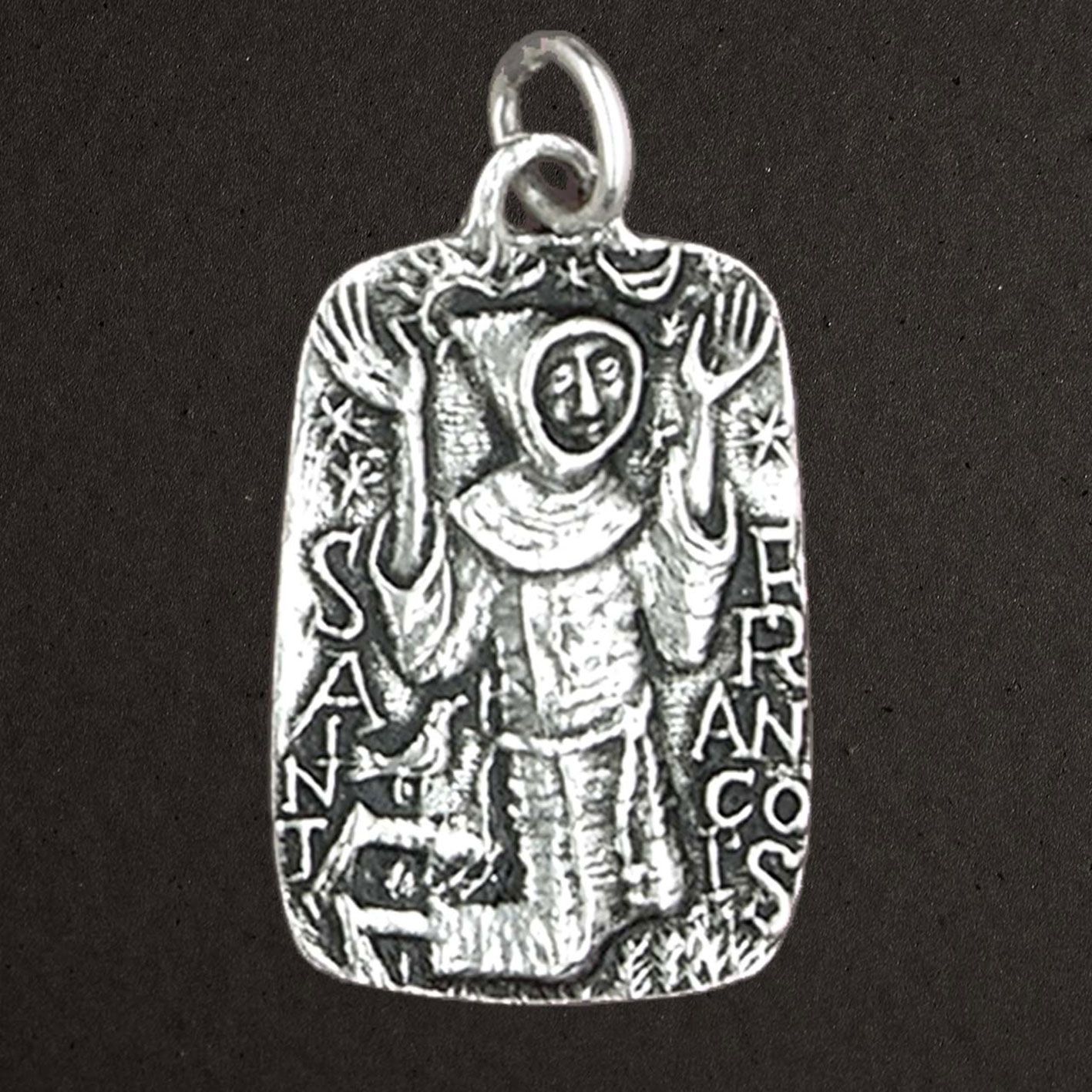 Médaille argent massif 925/1000 réf. 03031, Saint François grande taille, bijoux Pierre Toulhoat.