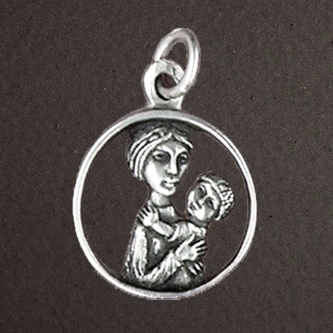 Médaille argent massif 925/1000 réf. 03315, vierge dans l'anneau (bijoux Pierre Toulhoat).