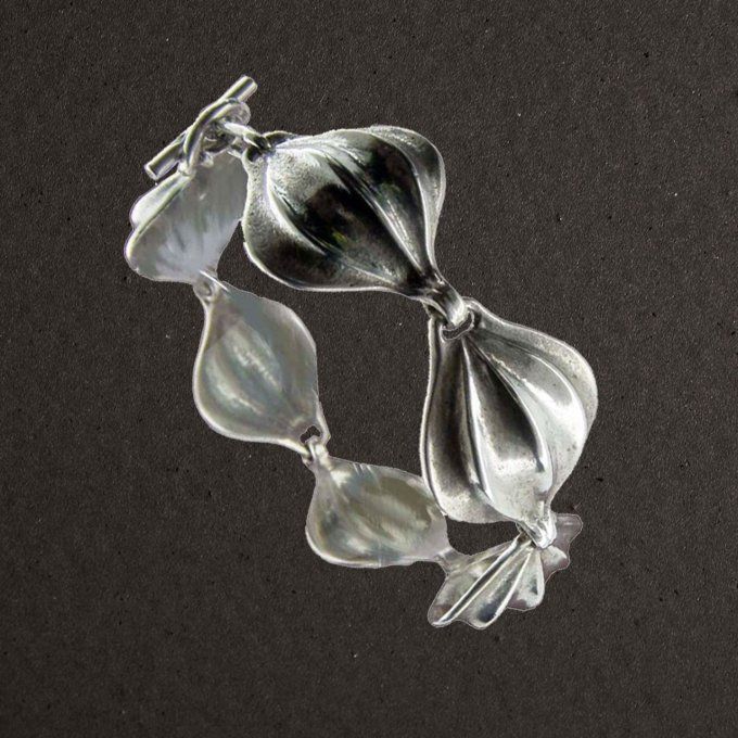 Bracelet articulé argent massif 925/1000 réf. 05573. Échalotes (bijoux Toulhoat).