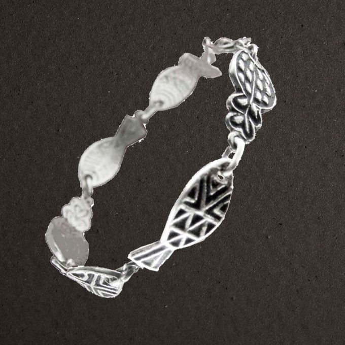 Bracelet articulé argent massif 925/1000 réf. 05594. Friture (bijoux Toulhoat).