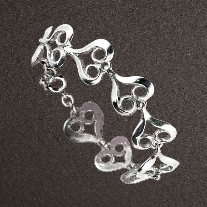 Bracelet articulé argent massif 925/1000 réf. 05616. Flammes (bijoux Toulhoat).