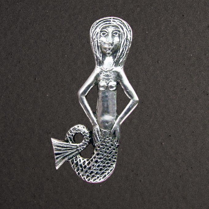 Broche argent massif 925/1000 Bijoux Pierre Toulhoat. Petite sirène.