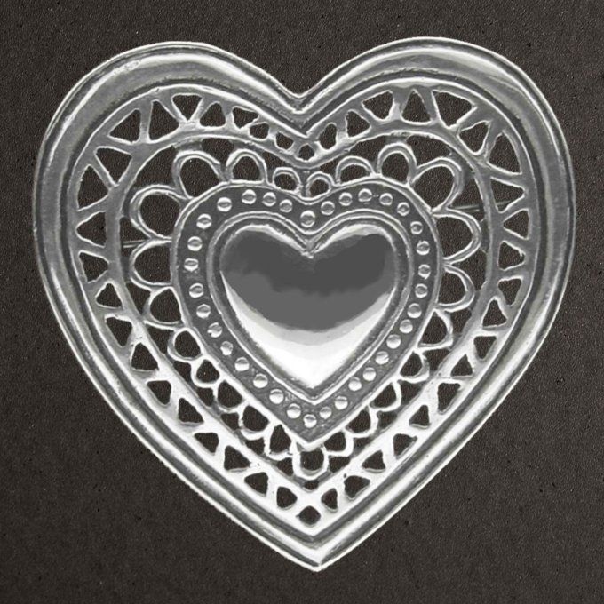 Broche-pendentif mixte argent massif 925/1000 réf. 07797. Cœur royal (bijoux Pierre Toulhoat).