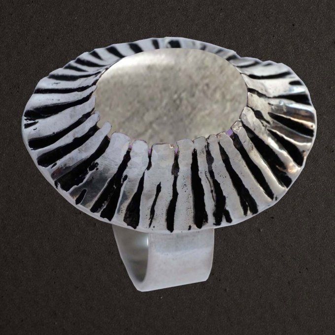 Bague ouverte argent massif 925/1000 réf. 08134cdr. Cristal de roche (bijoux Toulhoat).