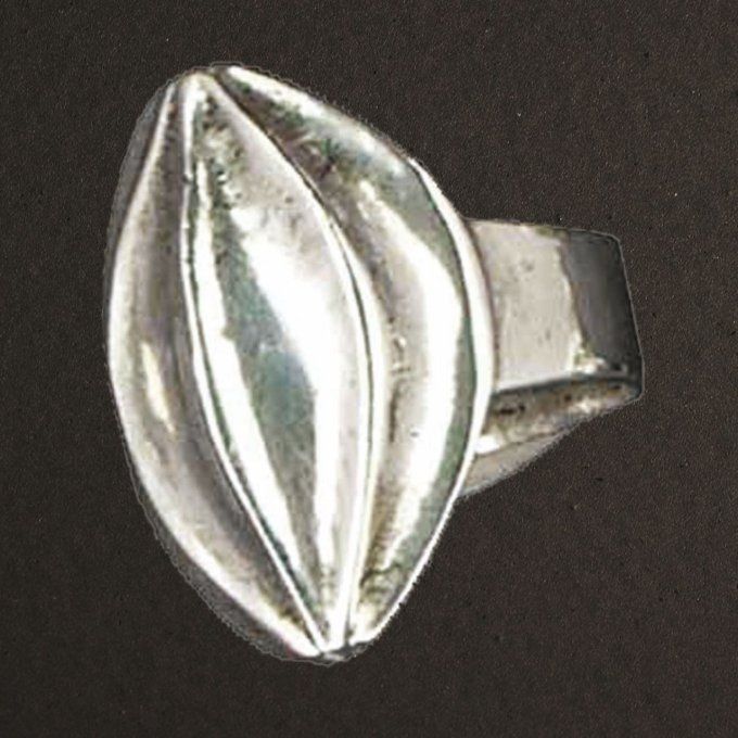 Bague ouverte argent massif 925/1000. Échalote. Bijoux Pierre Toulhoat. 