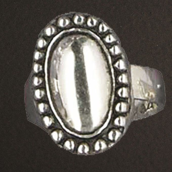 Bague ouverte argent massif 925/1000 réf. 08198. Ovale miroir (bijoux Toulhoat).