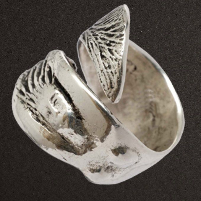 Bague ouverte argent massif 925/1000 réf. 08216. Sirène (bijoux Toulhoat).