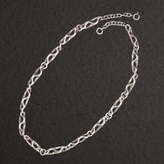 Collier argent massif 925/1000 réf. 09619. Ocelles (bijoux Pierre Toulhoat).