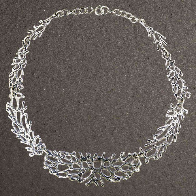 Collier argent massif 925/1000 réf. 09907. Grande Marée (algues). Bijoux Pierre Toulhoat.
