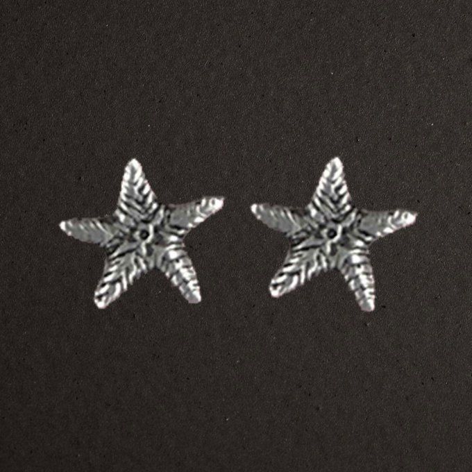 Boutons d'oreilles argent massif 925/1000 réf. 10059, étoiles (bijoux Toulhoat).