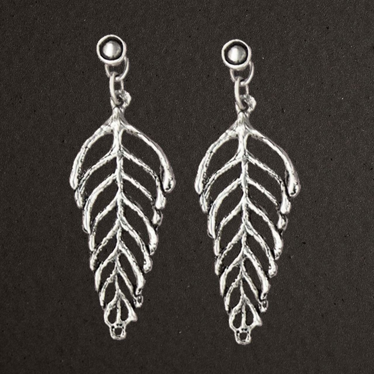 Pendants d'oreilles argent massif 925/1000 réf. 11554, fougères (bijoux Toulhoat).