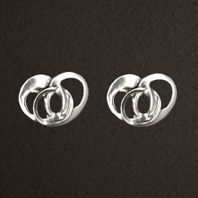 Clips pour oreilles argent massif 925/1000. Bijoux Pierre Toulhoat. "Liens"