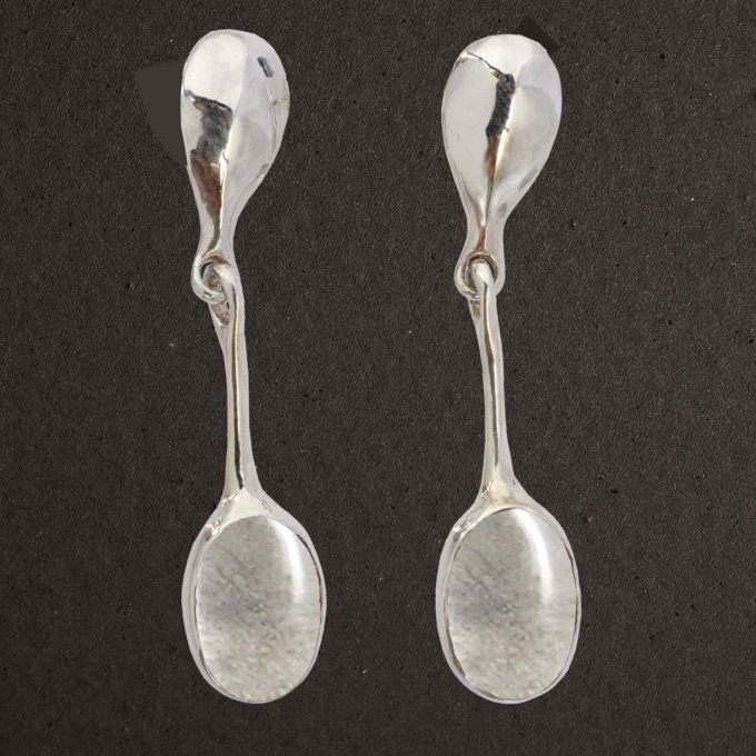 Clips pendants pour oreilles argent massif 925/1000 réf. 13006 gouttes cristal de roche. Toulhoat.