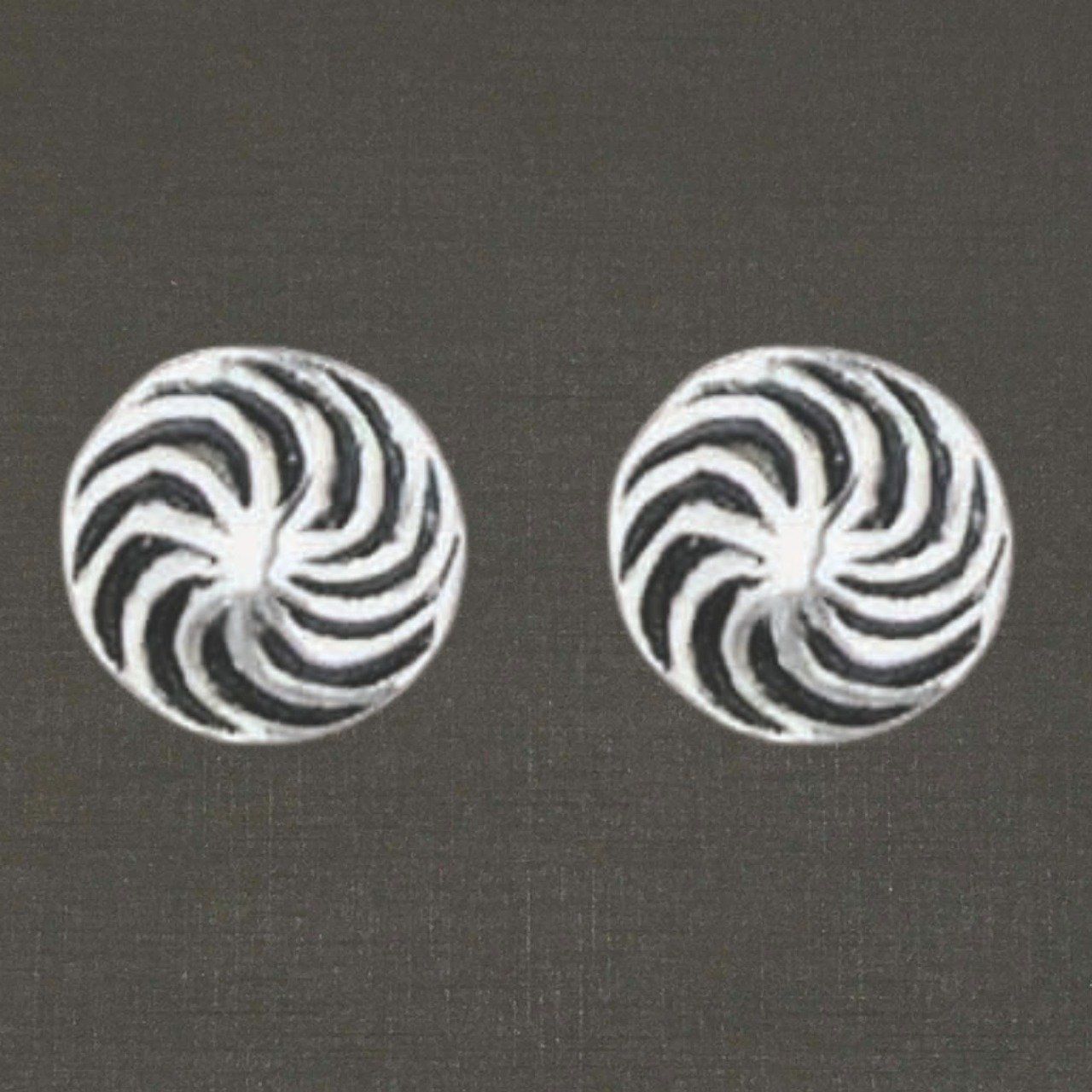 Boutons d'oreilles argent massif réf. 10064 tourbillons, bijoux Pierre Toulhoat.
