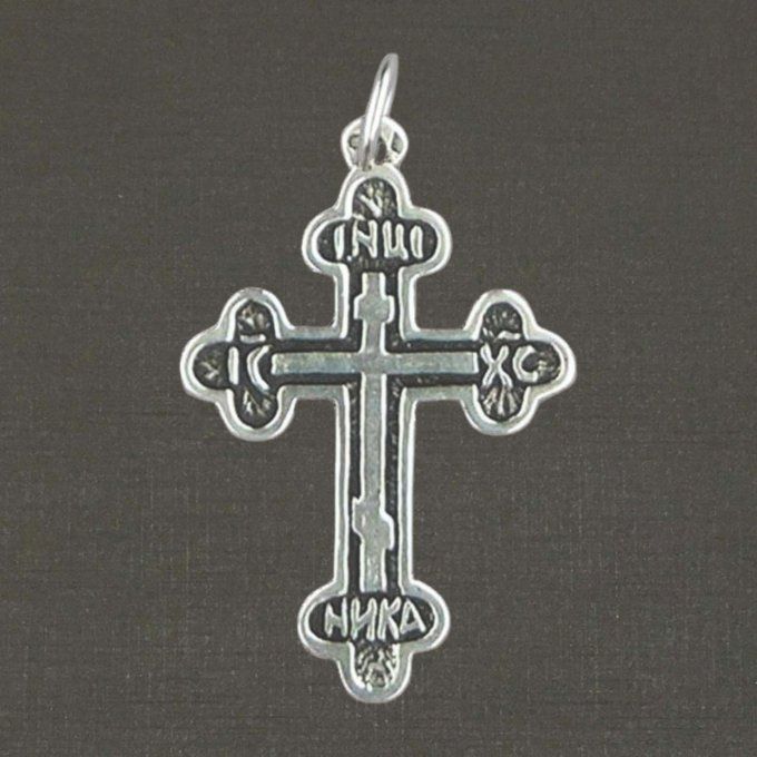 Grande croix orthodoxe argent massif 925/1000 réf. 01161, bijoux Pierre Toulhoat.