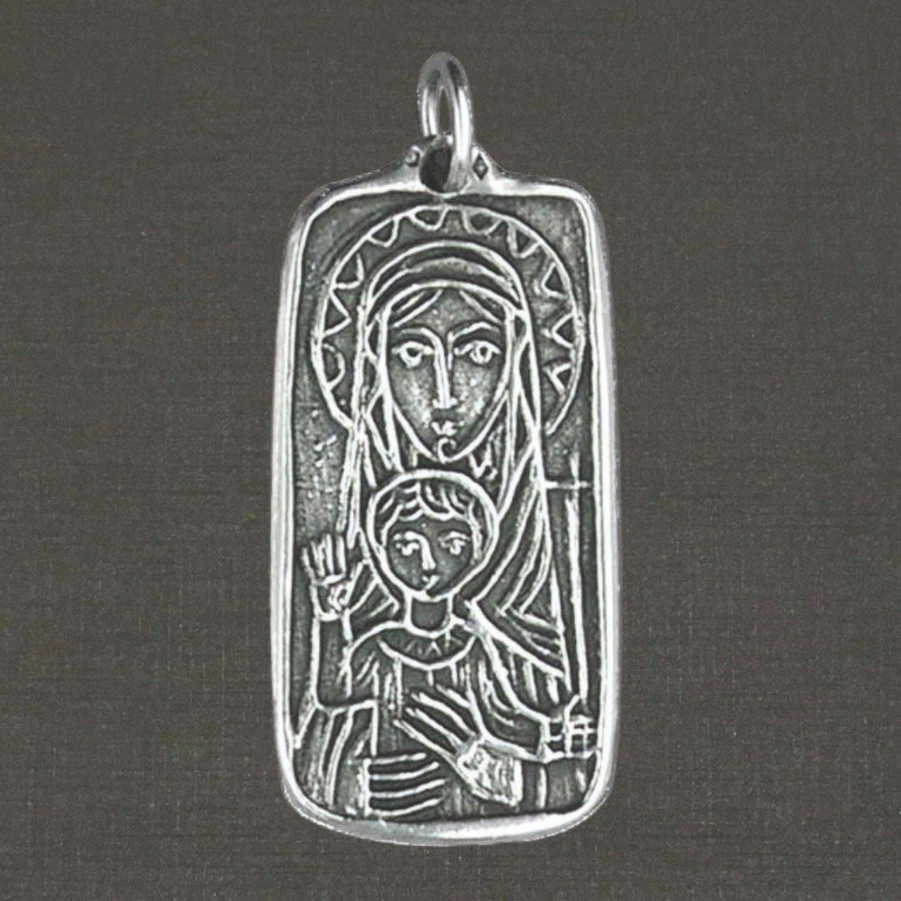 Médaille argent massif 925/1000 Vierge Mater Salvatoris réf. 03313, bijoux Pierre Toulhoat. 