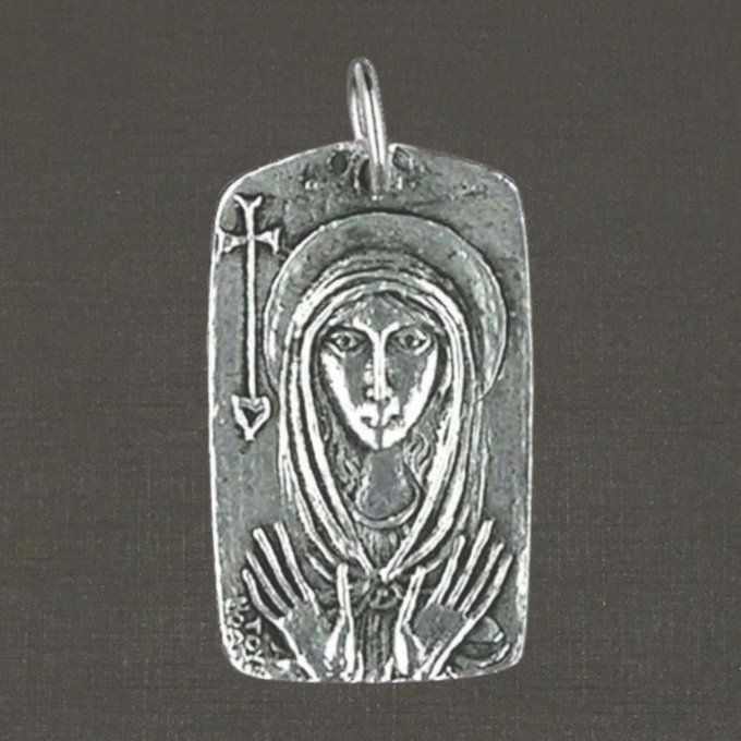Médaille argent massif 925/1000 réf. 03314 Vierge Ancilla, bijoux Pierre Toulhoat.