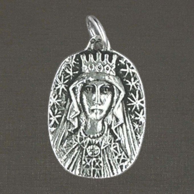 Médaille Vierge couronnée grand modèle argent massif 925/1000 réf. 03325 bijoux Pierre Toulhoat
