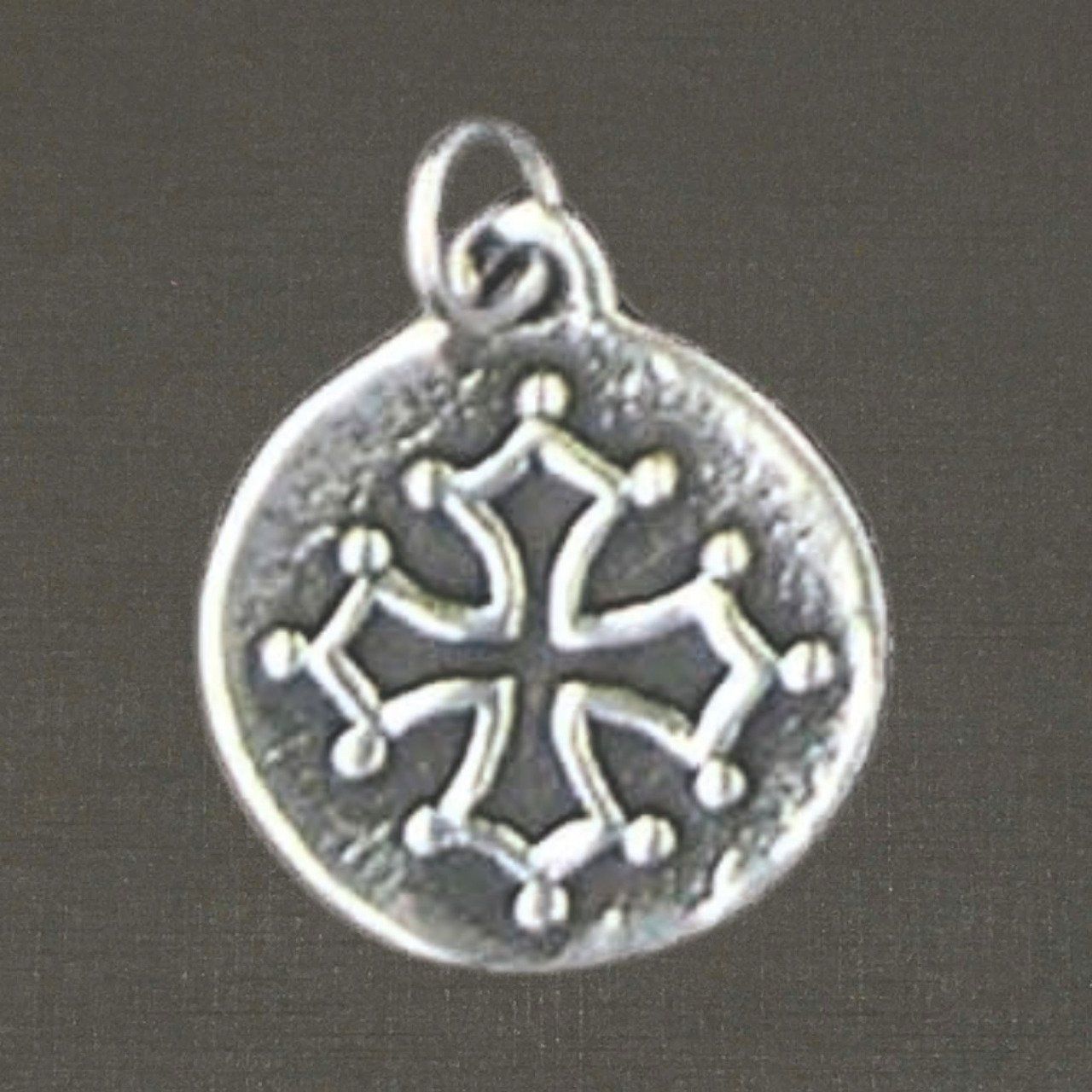 Médaille argent massif 925/1000 mini croix d'Oc réf. 03335, bijoux Pierre Toulhoat.