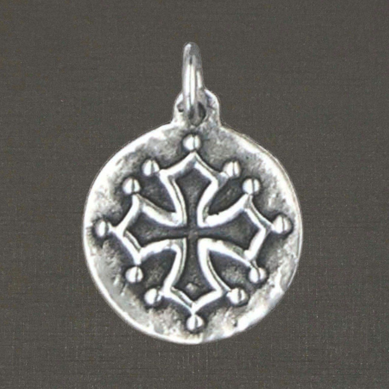 Médaille argent massif 925/1000 croix d'Oc réf. 03336, bijoux Pierre Toulhoat.