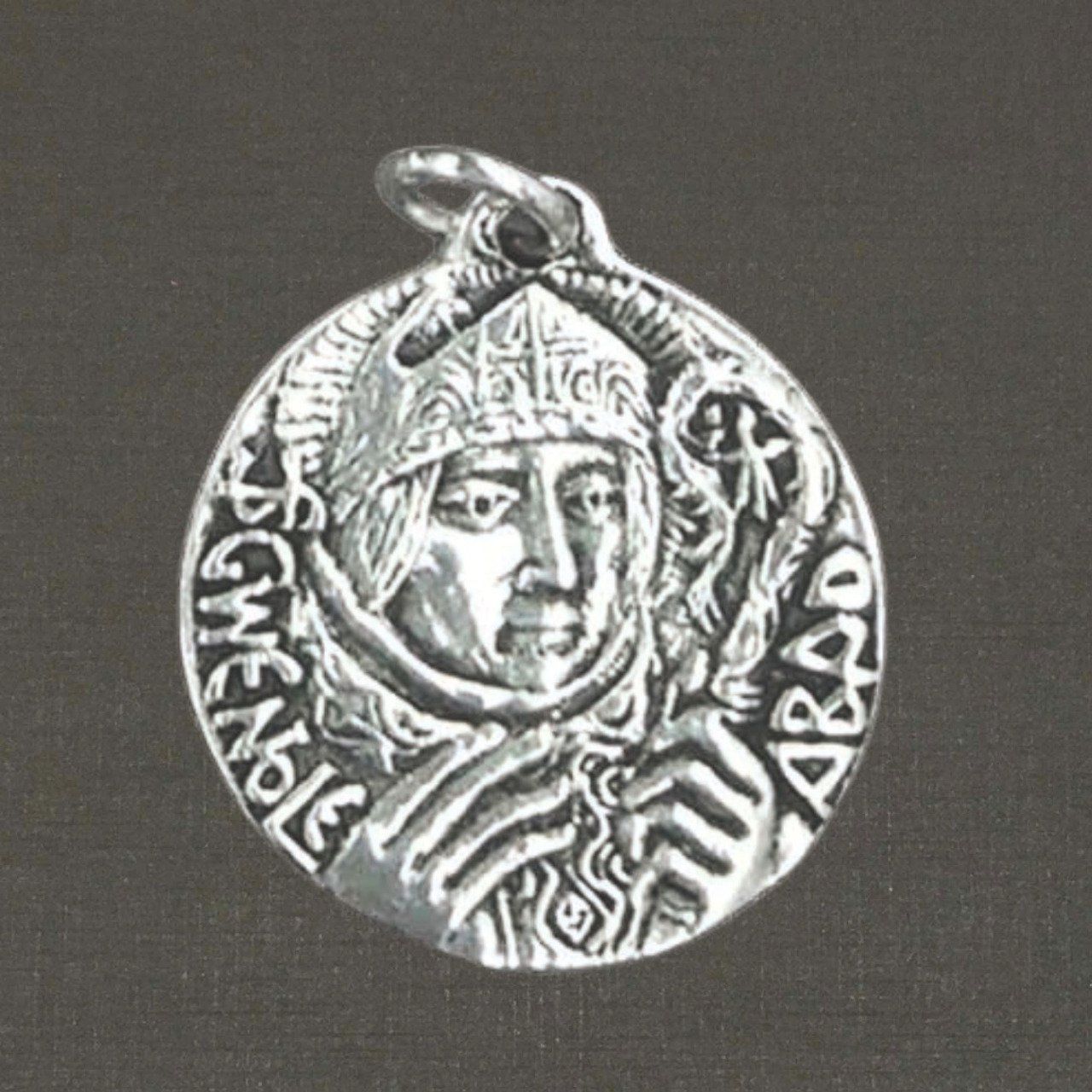 Médaille argent massif 925/1000 réf. 03342, Saint Guénolé, bijoux Pierre Toulhoat.