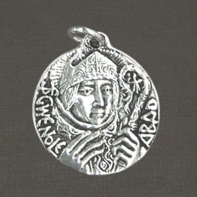 Médaille argent massif 925/1000 réf. 03342, Saint Guénolé, bijoux Pierre Toulhoat.