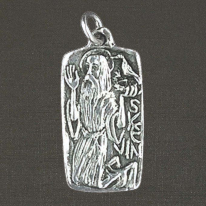 Médaille argent massif 925/1000 Saint Kevin réf. 03353, bijoux Pierre Toulhoat.