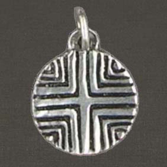 Médaille argent massif 925/1000 réf. 03384, croix grecque (bijoux Toulhoat).