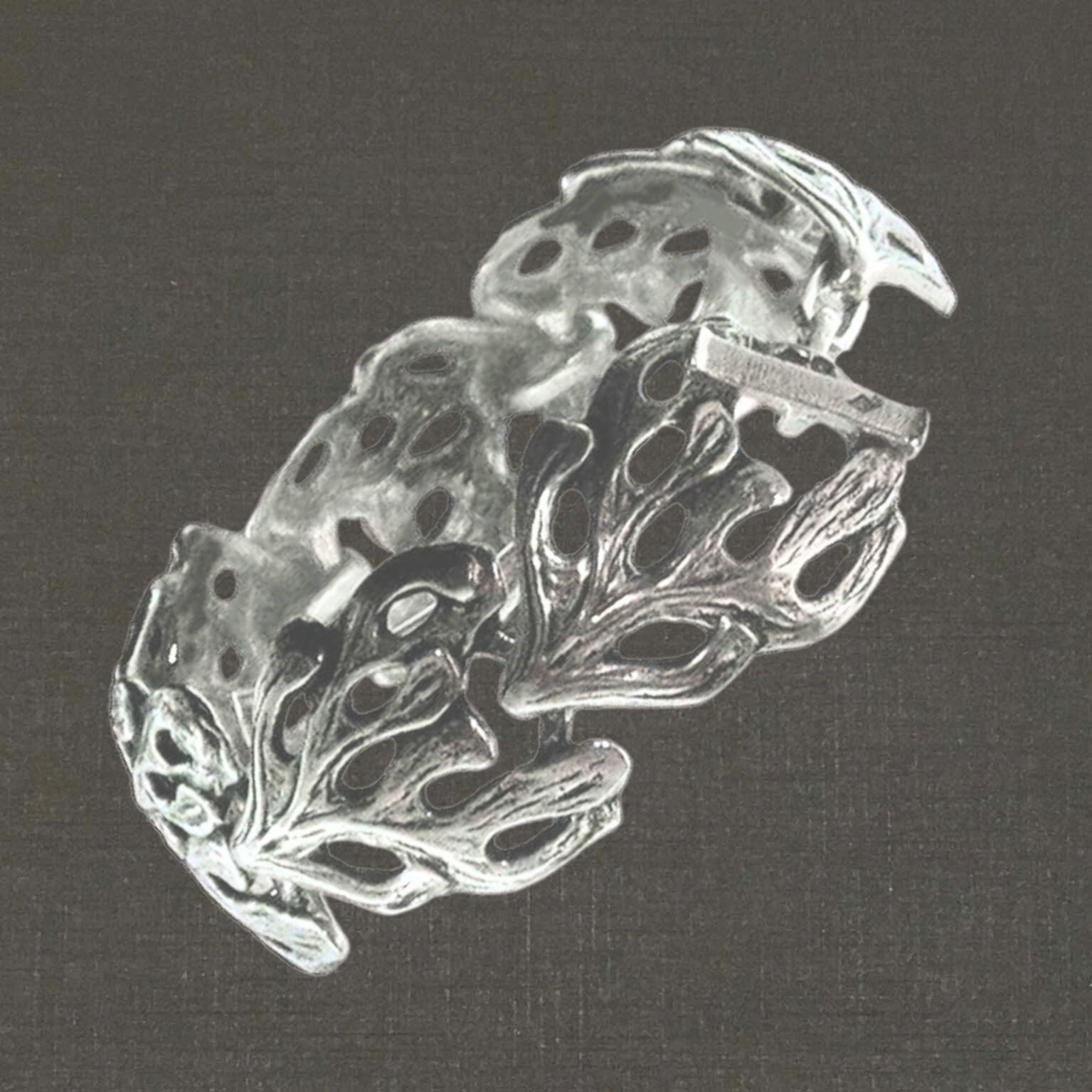 Bracelet articulé argent massif 925/1000 réf. 05532 goémon, bijoux Pierre Toulhoat.