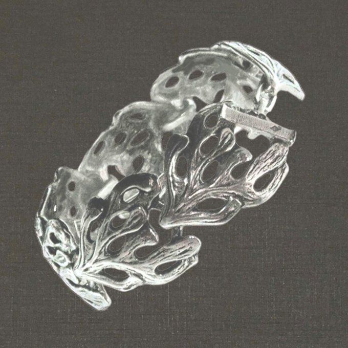 Bracelet articulé argent massif 925/1000 réf. 05532 goémon, bijoux Pierre Toulhoat.