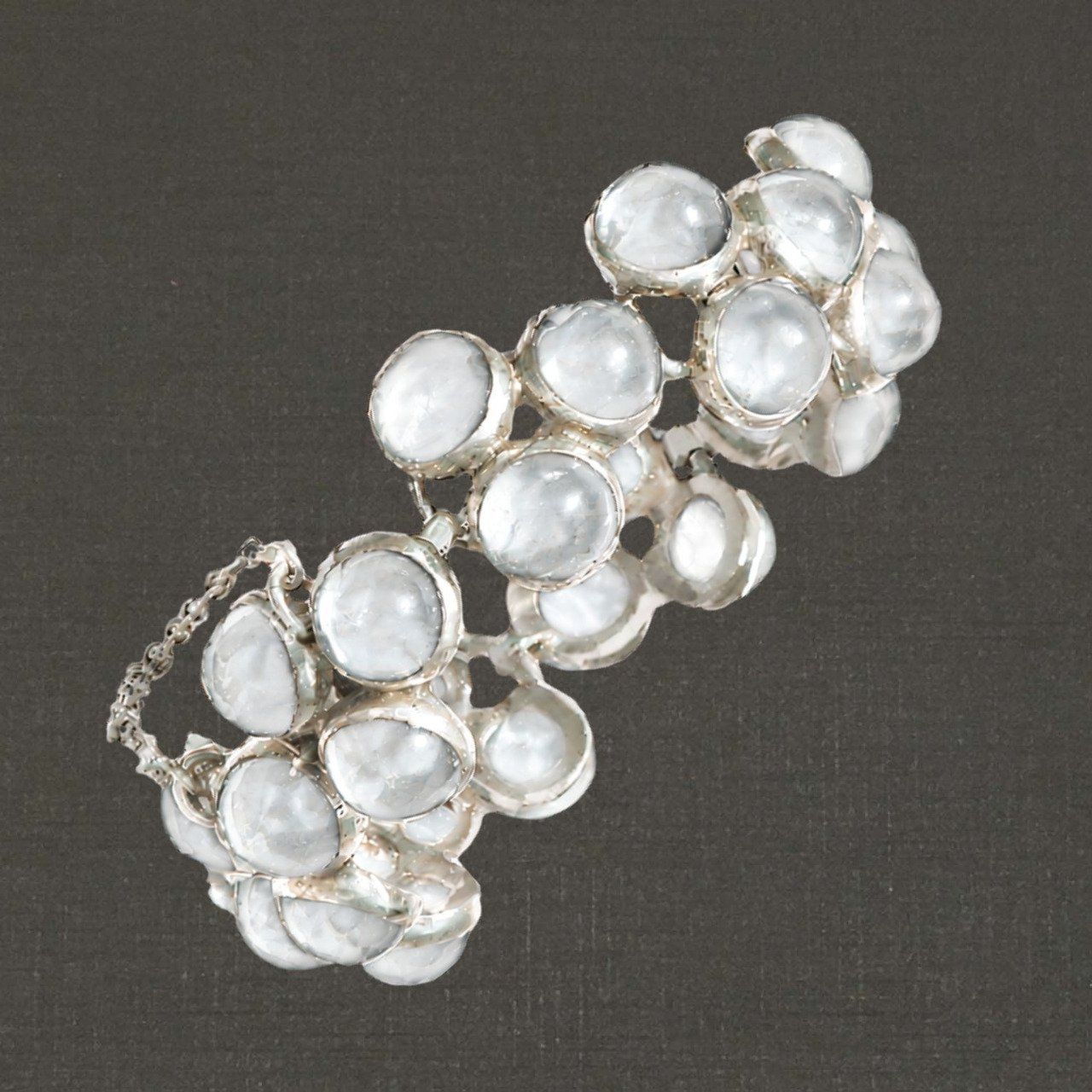 Bracelet articulé argent massif 925/1000 27 pierres cristal de roche, réf. 05540cdr, bijoux Toulhoat