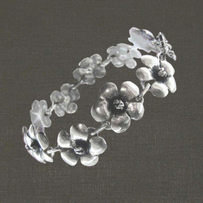 Bracelet articulé argent massif 925/1000 réf. 05592 printemps, bijoux Pierre Toulhoat.