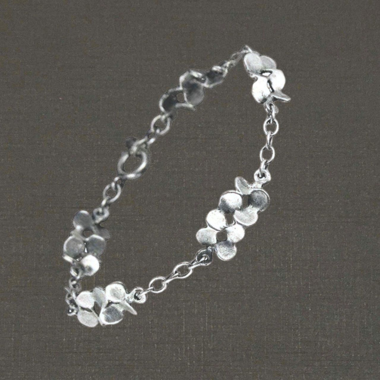 Bracelet souple argent massif 925/1000 réf. 05597 pétales, bijoux Pierre Toulhoat.