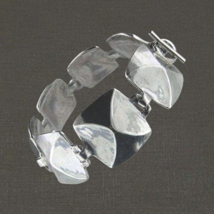 Bracelet articulé argent massif 925/1000 réf. 05621 Tevenn (Dunes). Bijoux Pierre Toulhoat.