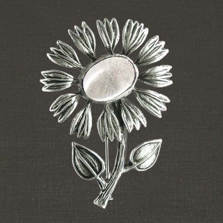 Broche argent massif 925/1000 réf. 06633dcr, marguerite cristal de roche (bijoux Toulhoat).