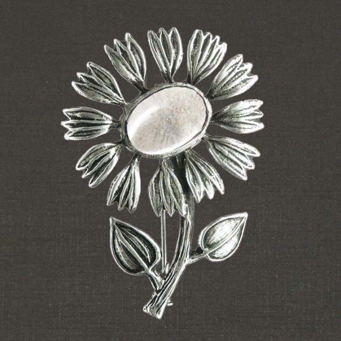 Broche argent massif 925/1000 réf. 06633dcr, marguerite cristal de roche (bijoux Toulhoat).