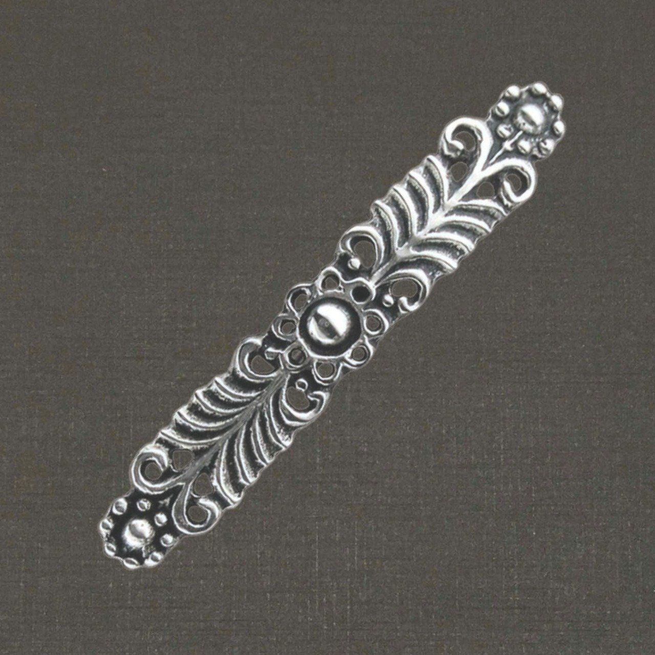 Broche argent massif 925/1000 réf. 06662 barrette fleurie, bijoux Pierre Toulhoat.