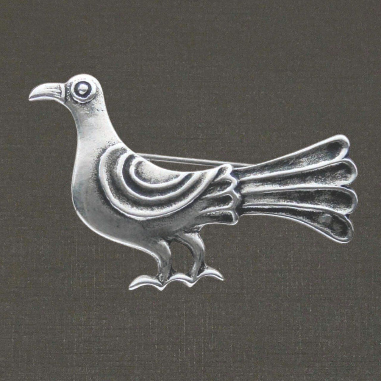 Broche argent massif 925/1000 réf. 06666 pigeon, bijoux Pierre Toulhoat.