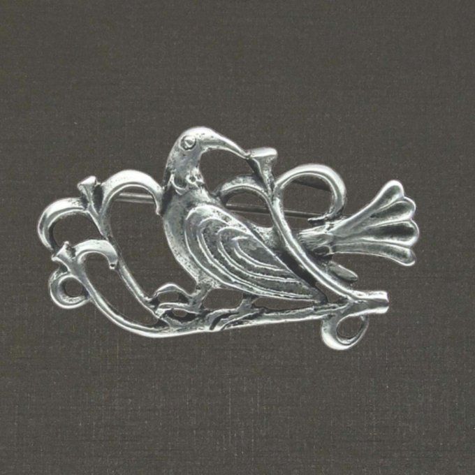 Broche argent massif 925/1000 réf. 06674 oiseau rétro bijoux Pierre Toulhoat
