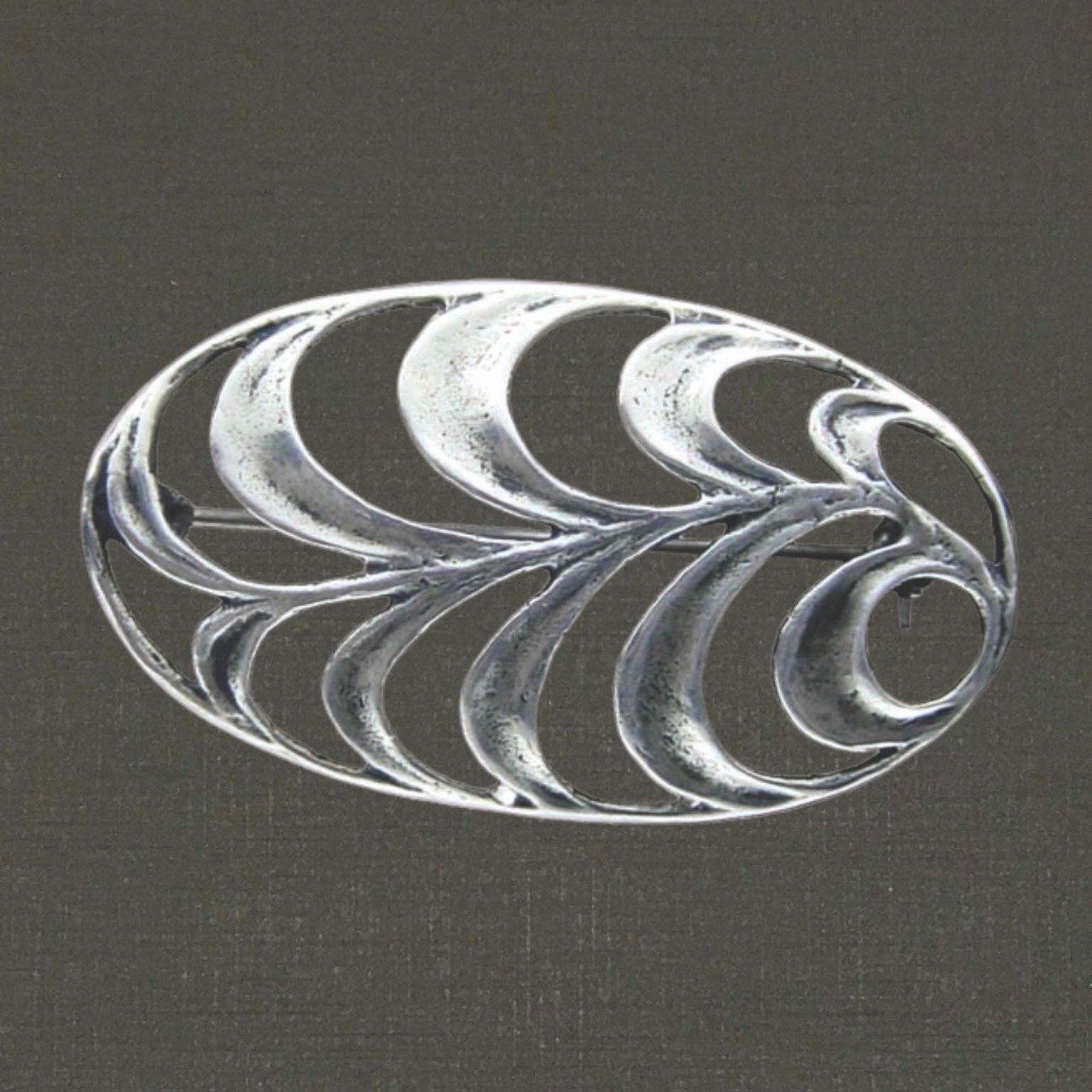 Broche argent massif 925/1000 réf. 06686 feuillages, bijoux Pierre Toulhoat.